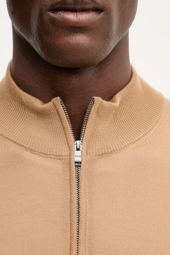 Μάλλινο πουλόβερ BOSS μπεζ 50528300