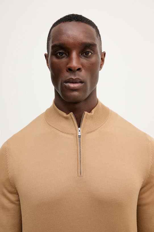 Μάλλινο πουλόβερ BOSS 50528300 μπεζ