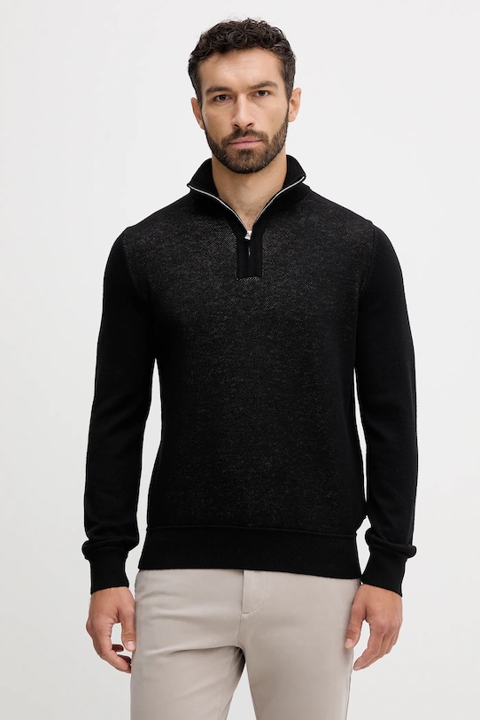 BOSS sweter wełniany wełna czarny 50543155