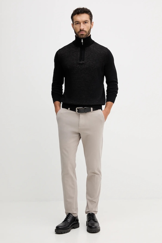 BOSS sweter wełniany 50543155 czarny AW25