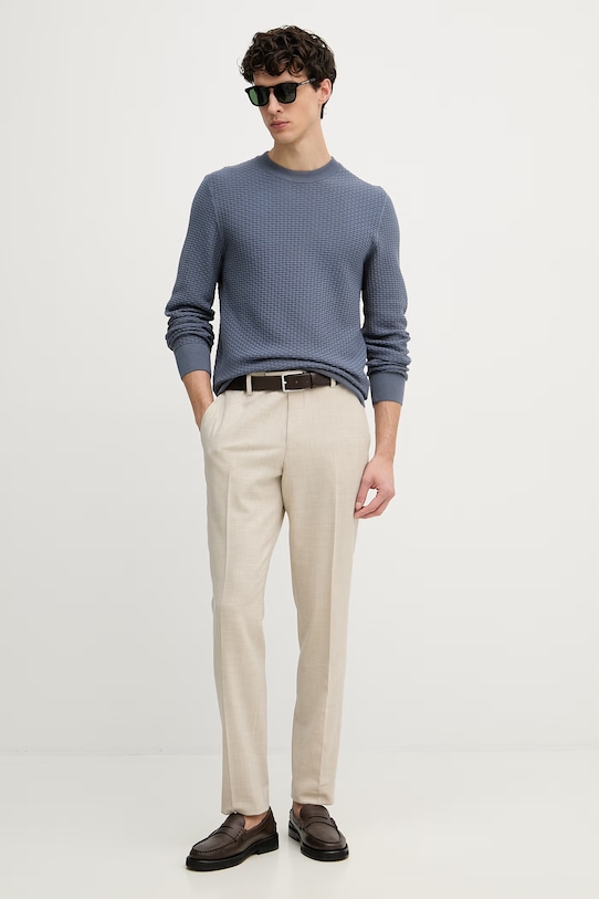 BOSS sveter pánsky bavlnený H-Imberto 50545283 modrá SS26