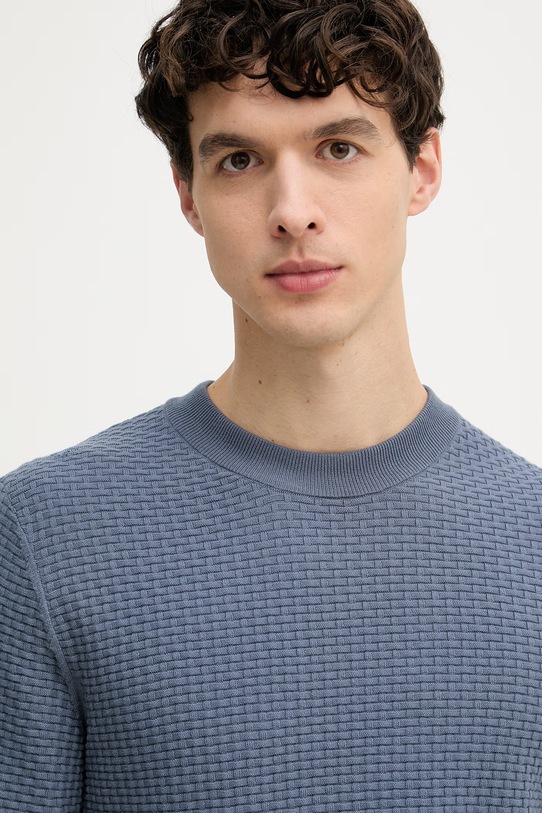 BOSS sveter pánsky bavlnený H-Imberto modrá 50545283