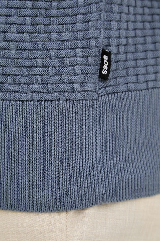 BOSS sveter pánsky bavlnený H-Imberto 50545283 modrá