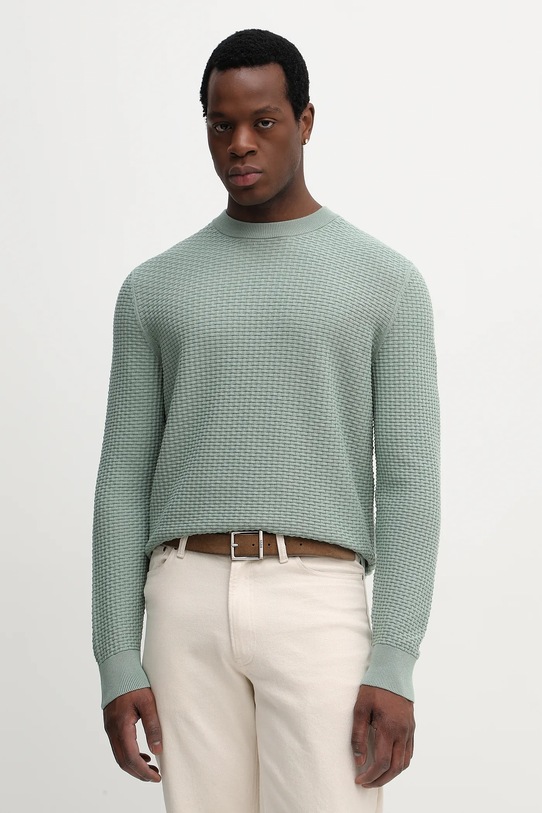 Pamučni pulover BOSS zelena 50545283