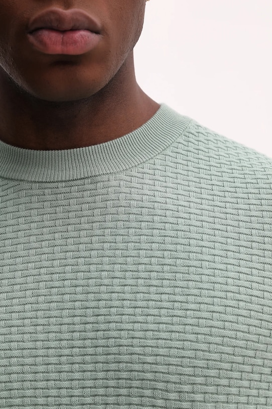 Pamučni pulover BOSS 50545283 zelena