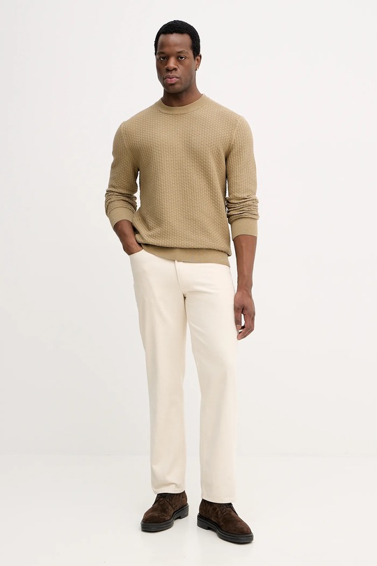 BOSS sweter bawełniany 50545283 zielony AW25