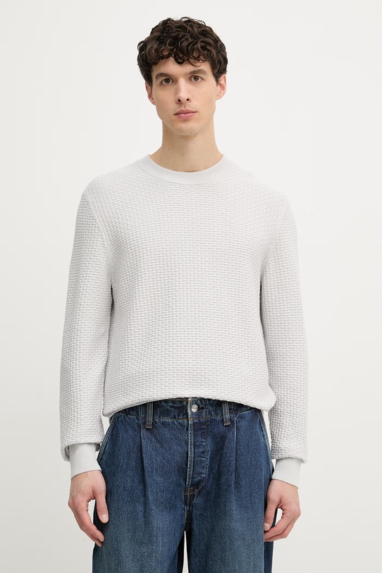 BOSS sveter pánsky bavlnený H-Imberto sivá 50545283