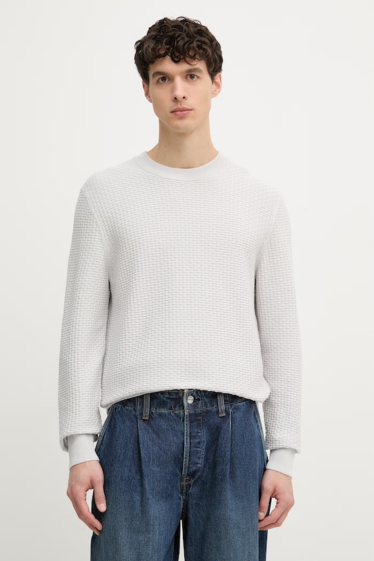 BOSS sveter pánsky bavlnený H-Imberto sivá 50545283