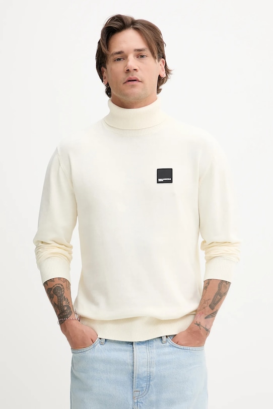 Karl Lagerfeld Jeans pamut pulóver pamut bézs A3M18001
