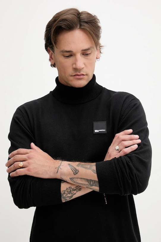 Karl Lagerfeld Jeans pamut pulóver fekete A3M18001