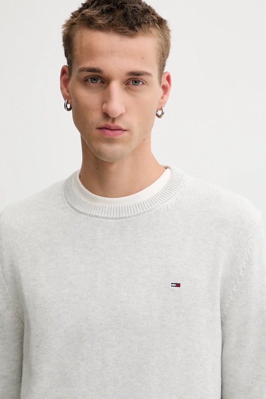 Памучен пуловер Tommy Jeans сив DM0DM21787