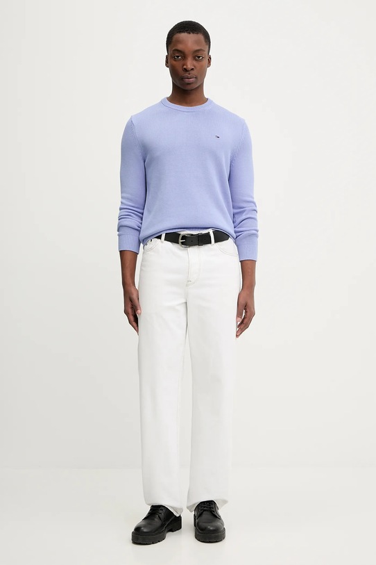 Pamučni pulover Tommy Jeans DM0DM21787 ljubičasta AW25