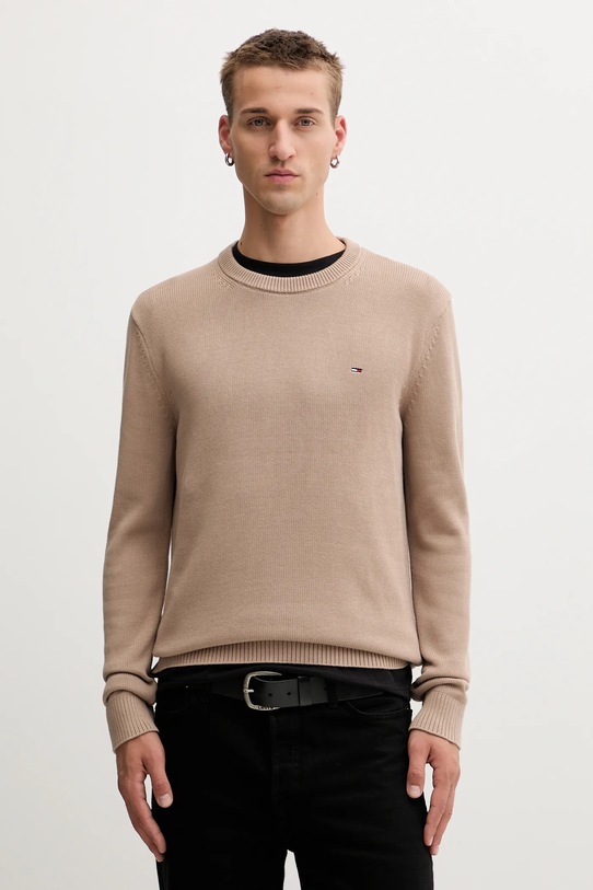 Tommy Jeans pulover de bumbac subtiri maro DM0DM21787