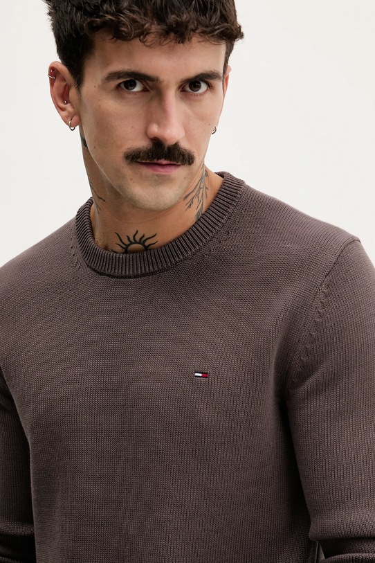 Tommy Jeans sweter bawełniany brązowy DM0DM21787