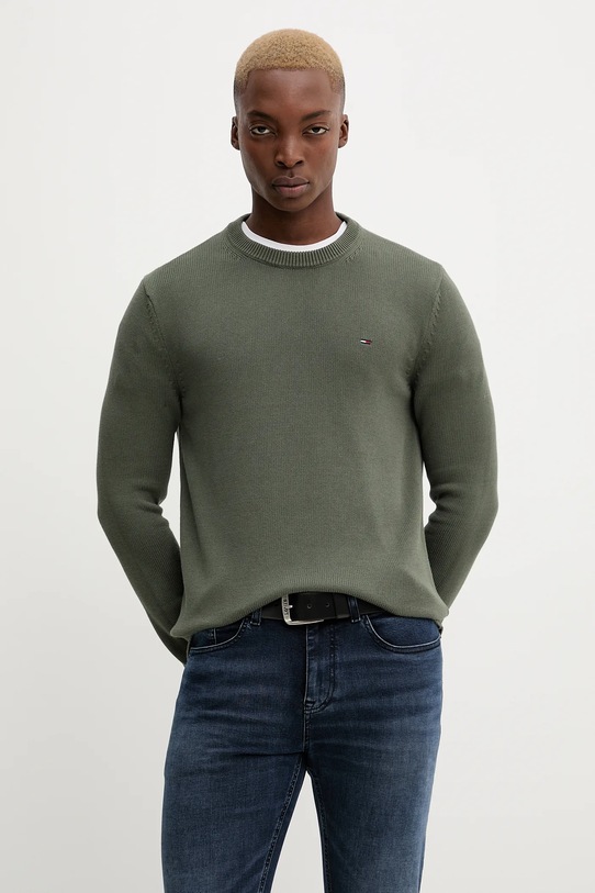 Bavlnený sveter Tommy Jeans bavlna zelená DM0DM21787
