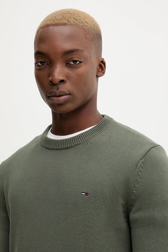 Tommy Jeans sweter bawełniany zielony DM0DM21787