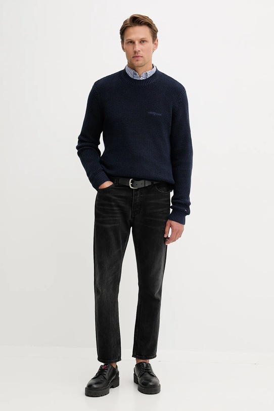 Βαμβακερό πουλόβερ Tommy Jeans DM0DM22098 σκούρο μπλε AW25