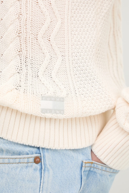 Βαμβακερό πουλόβερ Tommy Jeans DM0DM22101 μπεζ