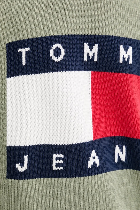 Памучен пуловер Tommy Jeans DM0DM22105 зелен