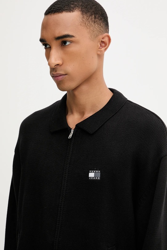 Бавовняний кардиган Tommy Jeans чорний DM0DM22106