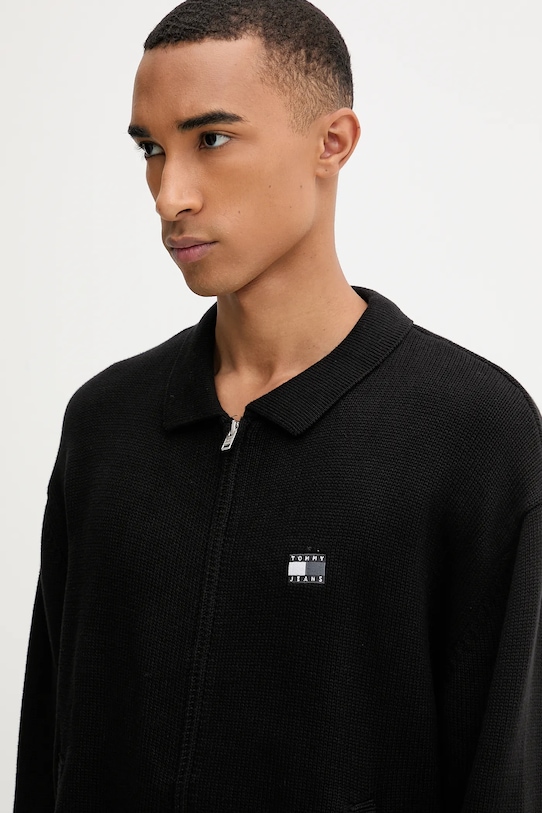 Tommy Jeans cardigan din bumbac negru DM0DM22106