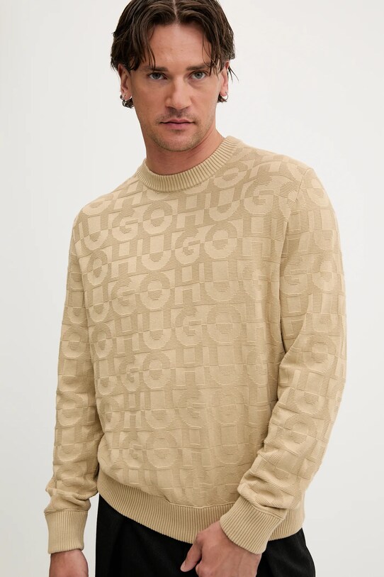HUGO pulover de bumbac verde 50543785