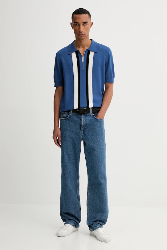 HUGO sweter z wełną 50544906 niebieski AW25