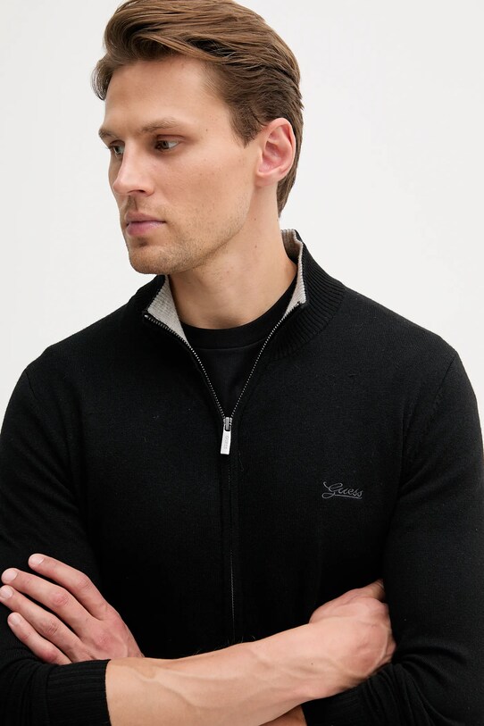 Kardigan s příměsí vlny Guess DARRELL černá M5YR28.Z0122