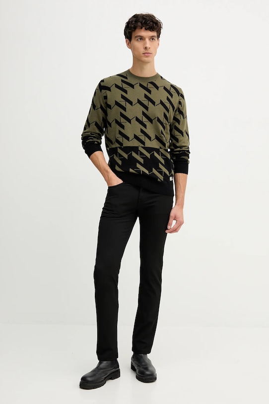 Svetr s příměsí vlny Karl Lagerfeld 554305.655022 zelená AW25