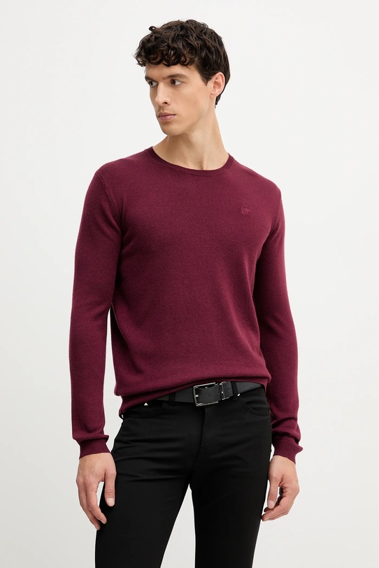 Vlněný svetr Karl Lagerfeld kulatý burgundské 554399.655000