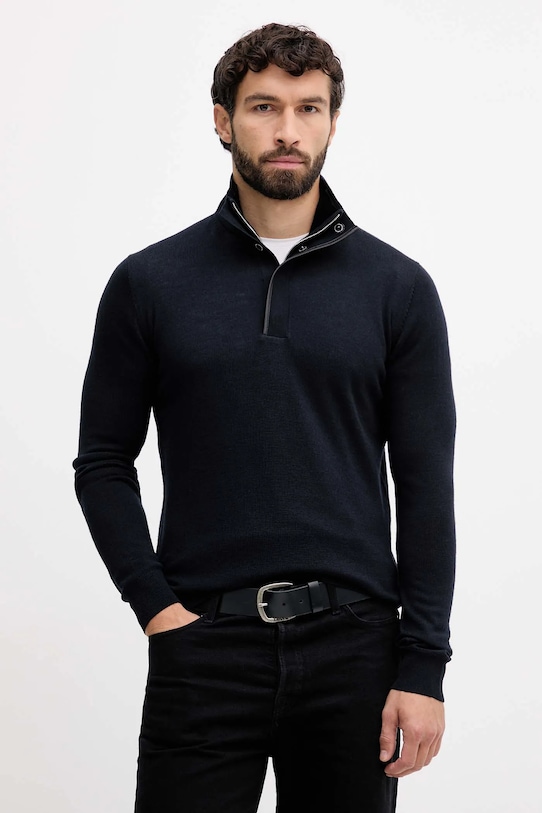 Vlnený sveter Karl Lagerfeld vlna tmavomodrá 554399.655005