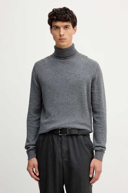 Karl Lagerfeld sweter z dodatkiem wełny melanż szary 554305.655024
