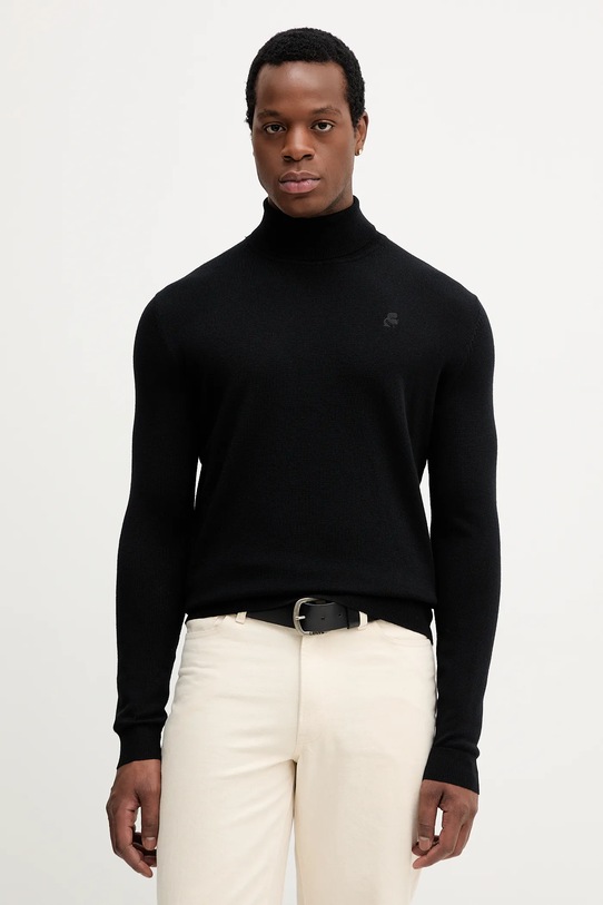 Vlněný svetr Karl Lagerfeld rolák černá 554399.655058