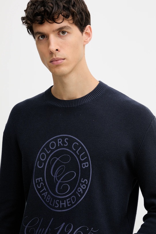 United Colors of Benetton sweter bawełniany granatowy 10C1K10AI