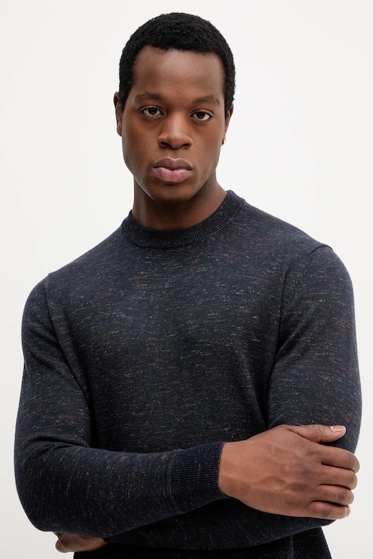 United Colors of Benetton sweter z wełną granatowy 111ZU10AB