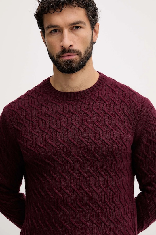 Sveter s prímesou vlny United Colors of Benetton burgundské 1335U10A9