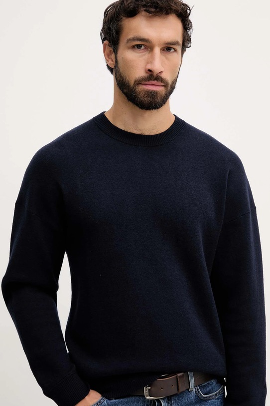 United Colors of Benetton sweter z dodatkiem wełny granatowy 1Y6SK10A7