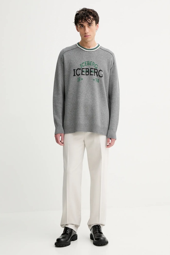 Iceberg sweter z wełną A018.7469 szary AW25