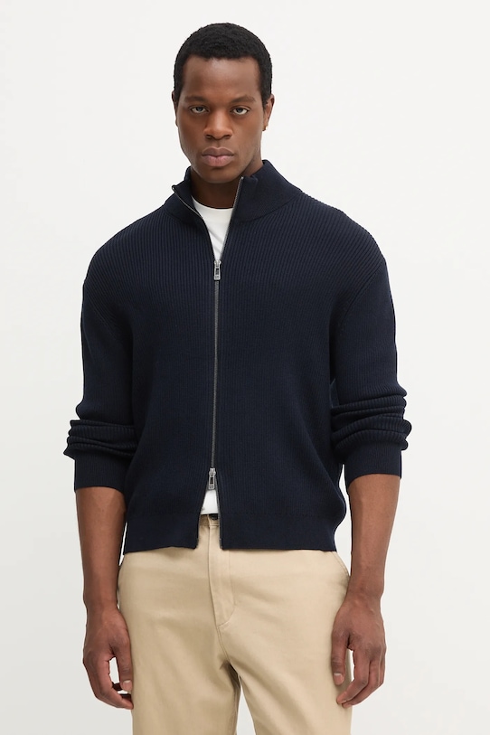 Armani Exchange kardigan z domieszką wełny z domieszką wełny granatowy XM000912.AF10348