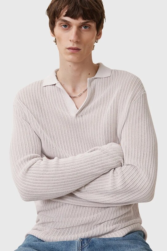 Хлопковый свитер AllSaints THOMA M030KC бежевый