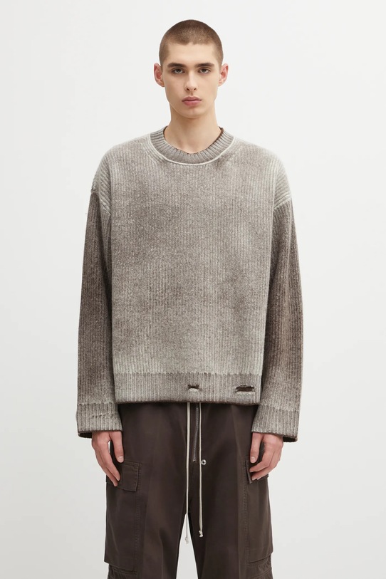 Represent sweter dwustronny wełniany Reversible Fade Out okrągły brązowy MLM100217