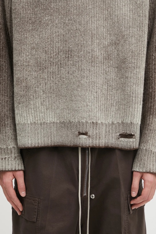 Represent sweter dwustronny wełniany Reversible Fade Out brązowy MLM100217