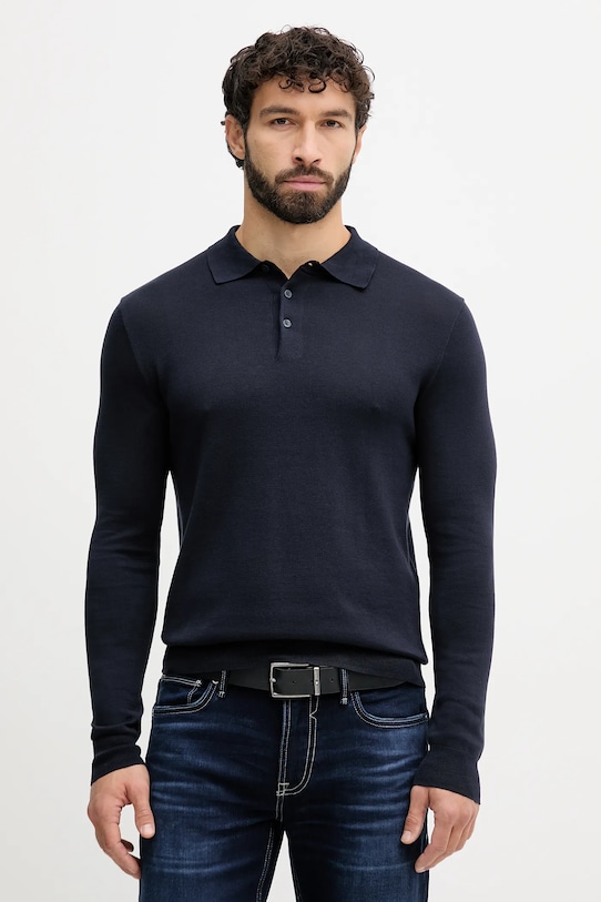 Hackett London sweter bawełniany bawełna granatowy HM7000095