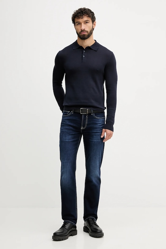 Hackett London sweter bawełniany HM7000095 granatowy AW25