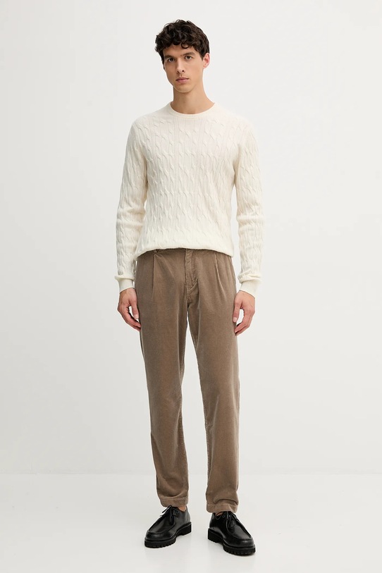 Hackett London sweter wełniany HM7000079 beżowy AW25