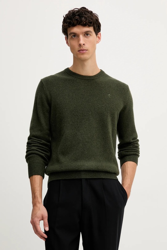 Hackett London sweter wełniany okrągły zielony HM7000075