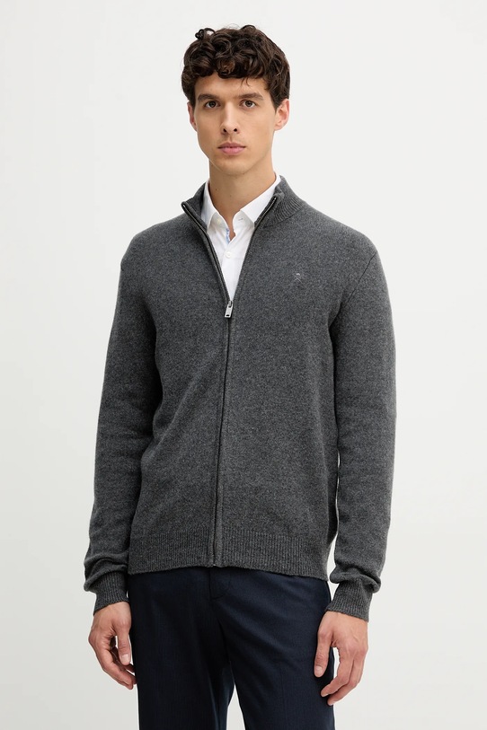 Шерстяной кардиган Hackett London меланж серый HM7000077
