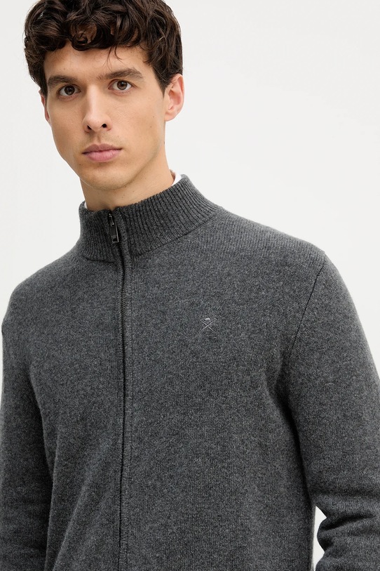 Шерстяной кардиган Hackett London серый HM7000077