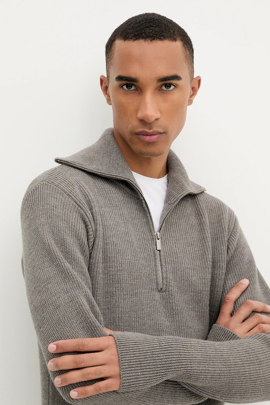 Вълнен пуловер BARENA VENEZIA Knitwear Batigia сив KNU5289.305