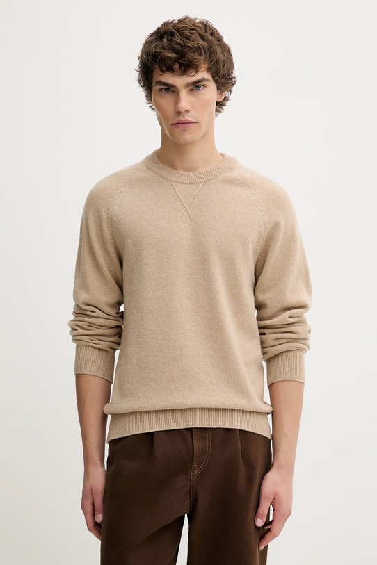 PS Paul Smith sweter wełniany okrągły beżowy M2R.487Z.T22514
